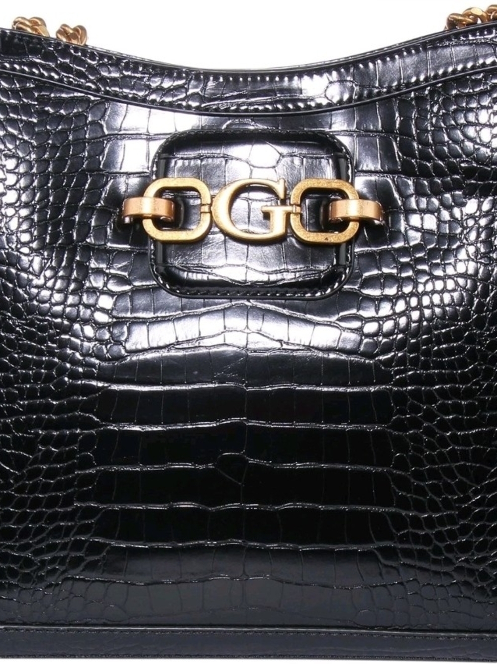 Guess Hensely Croc Womens Tote Bag In Black